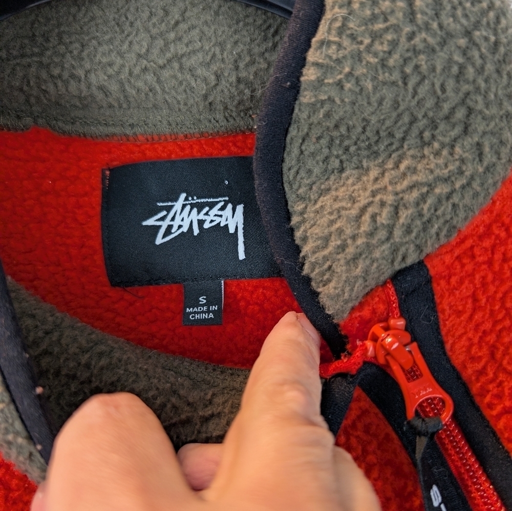 Stussy Drift Diagonal Zip Pullover in Tomato size S in VGUC - Picture 6 of 12
